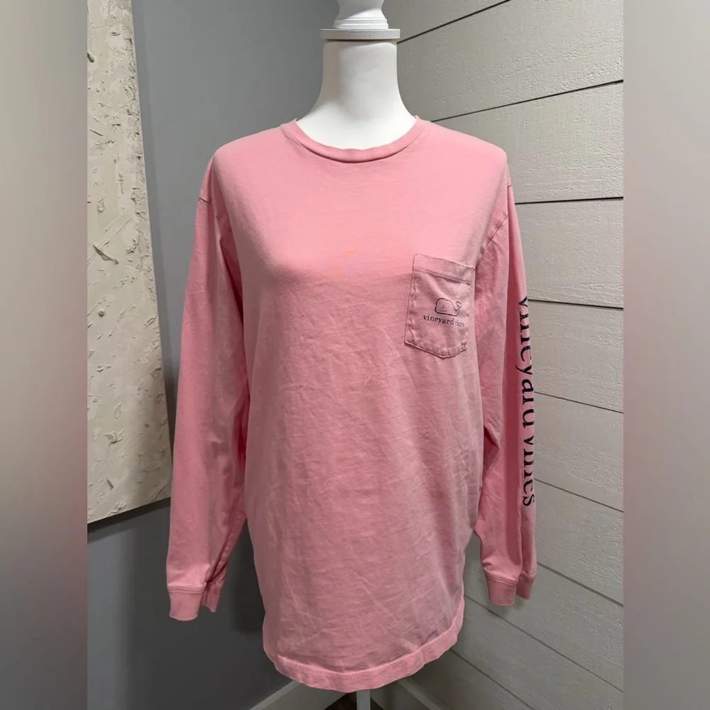 Vineyard Vines Men's Long Sleeve Tee in Pink - Picture 1 of 4